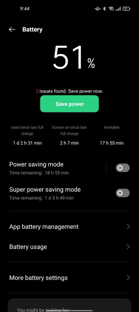 OPPO A76 review - battery usage