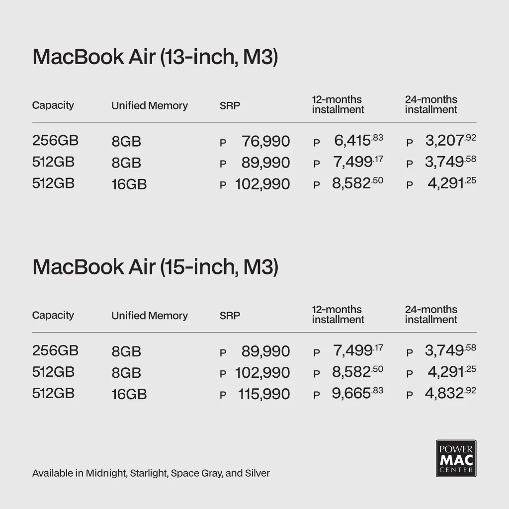M3 MacBook Air Pricing