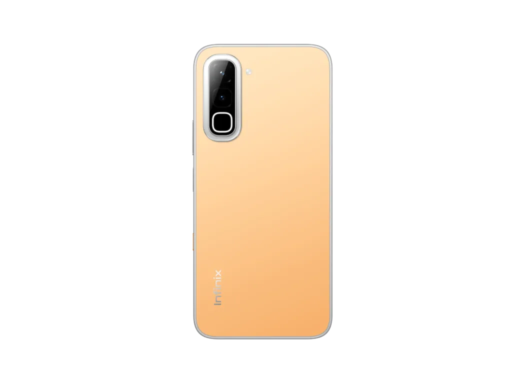 Infinix HOT 70 in Thermo Orange showing the Light Orange color-shifting state