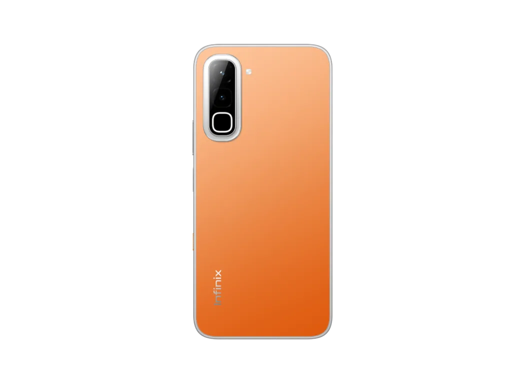 Infinix HOT 70 in Thermo Orange showing the Deep Orange color-shifting state
