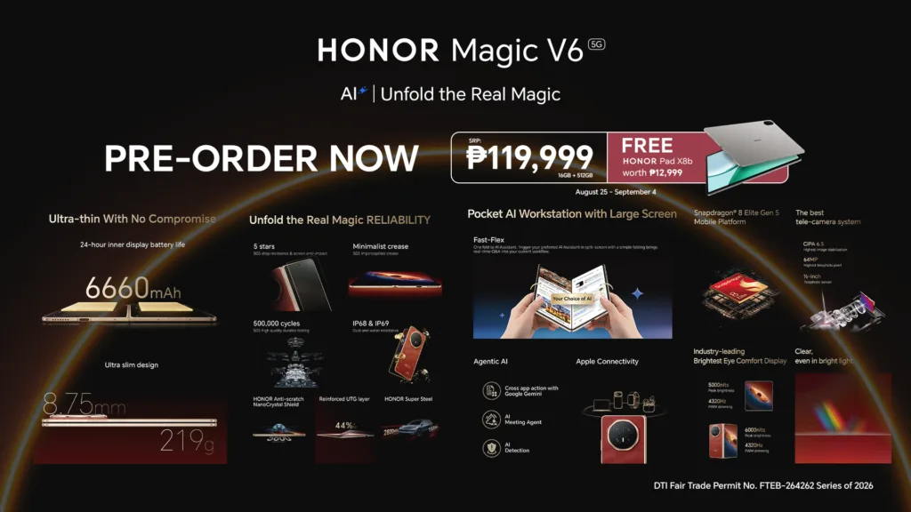 HONOR Magic V6 Philippines Preorder Info